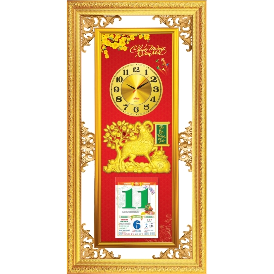 LỊCH TREO TƯỜNG KÈM ĐỒNG HỒ KHUNG TRANH 2027