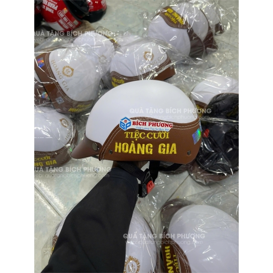 NÓN BẢO HIỂM PHỐI DA CHỮ THÊU