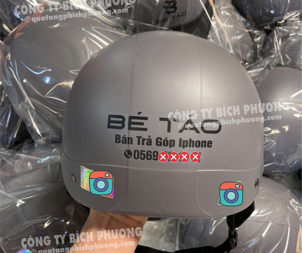 Nón bảo hiểm in logo đạt chuẩn sản xuất tại Bích Phương