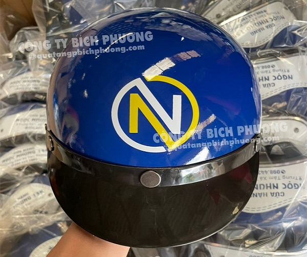 Nón bảo hiểm in logo nửa đầu nhựa