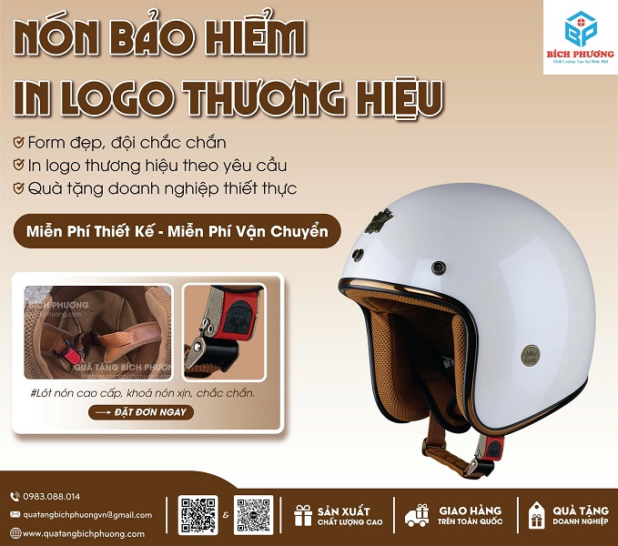 Nón bảo hiểm in logo Nón bảo hiểm in logo